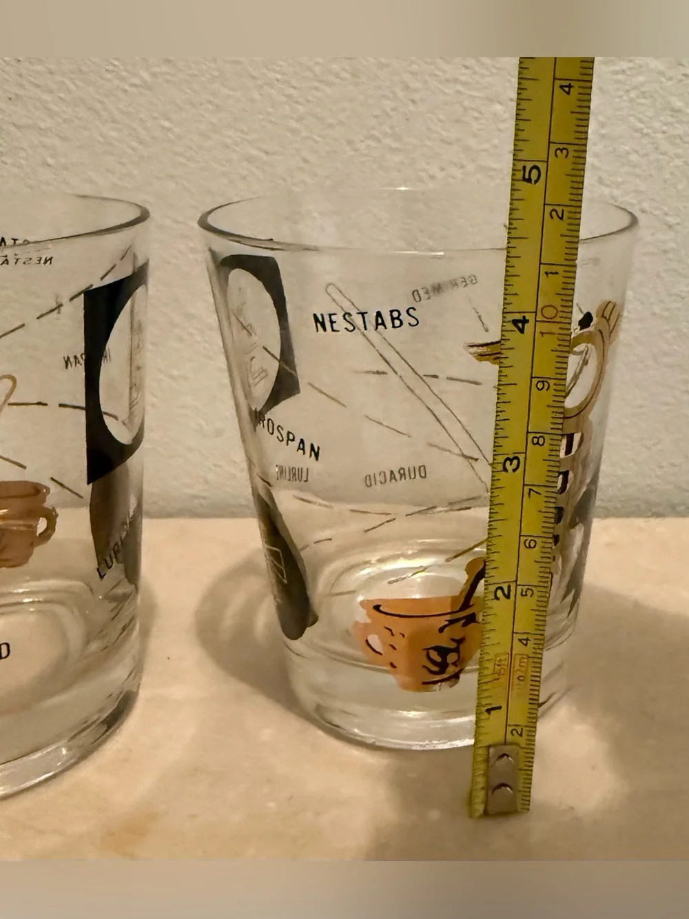 2 MCM Medical/Pharmacist Theme Rocks 16oz Glasses w/22k gold and black.